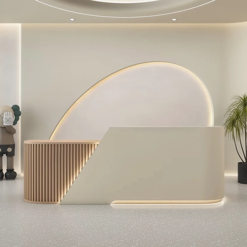 Curved Reception Desk – Salon & Training Center Counter