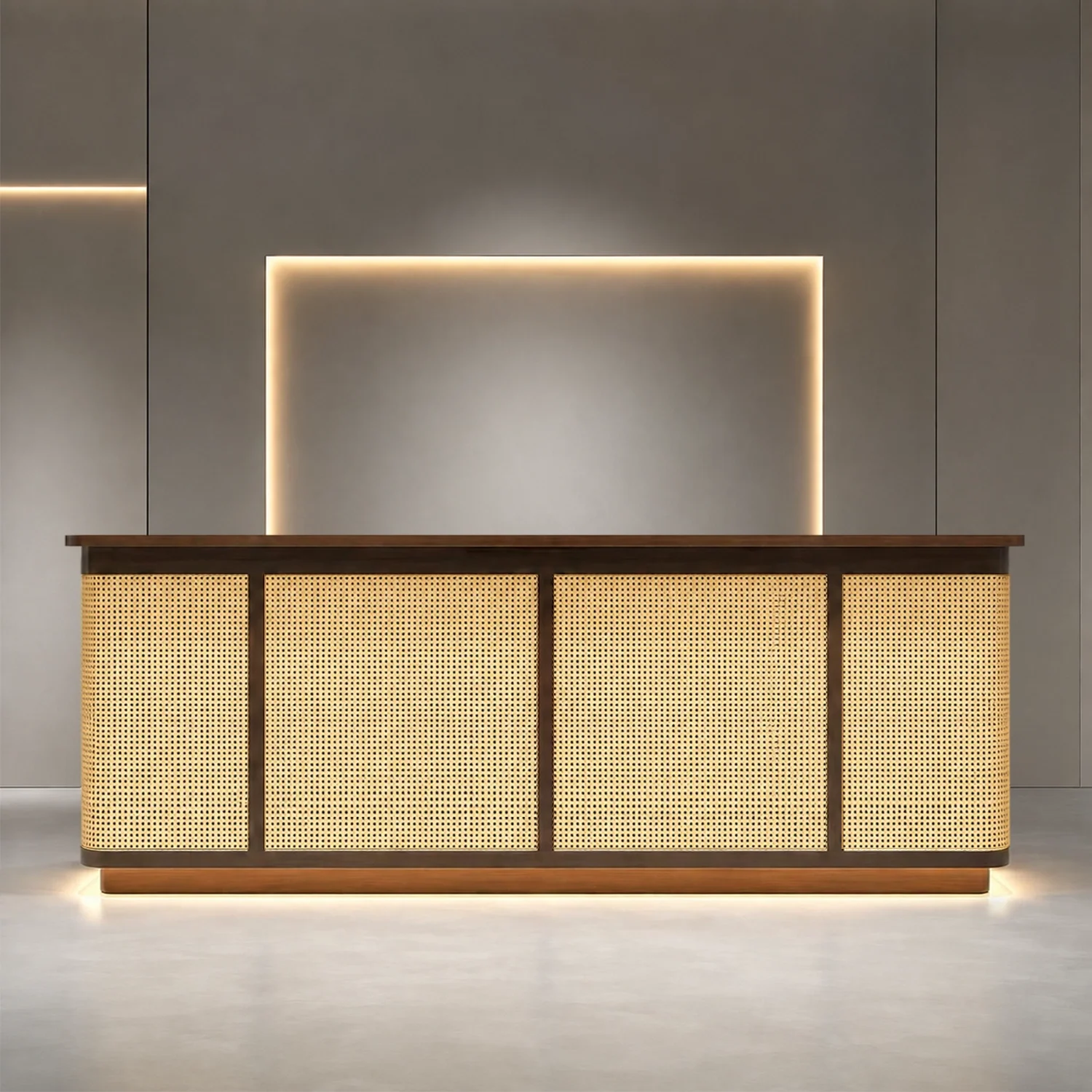 Wabi-sabi Style Reception Desk Made Of Rattan