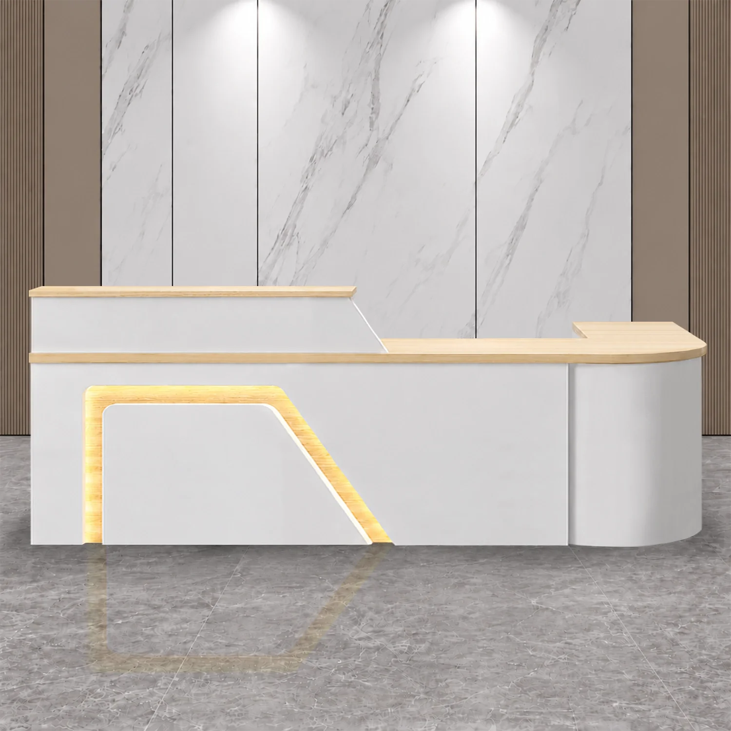 Classic And Versatile Rounded Cashier Reception Desk