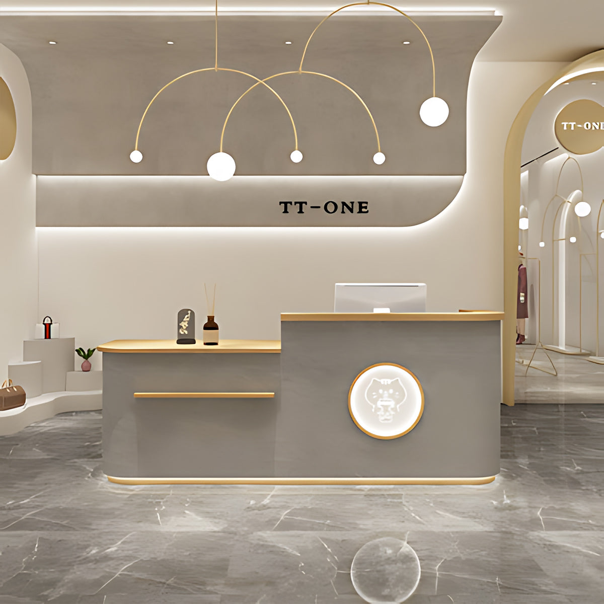 Curved Shop Checkout Reception Desk - Maoters