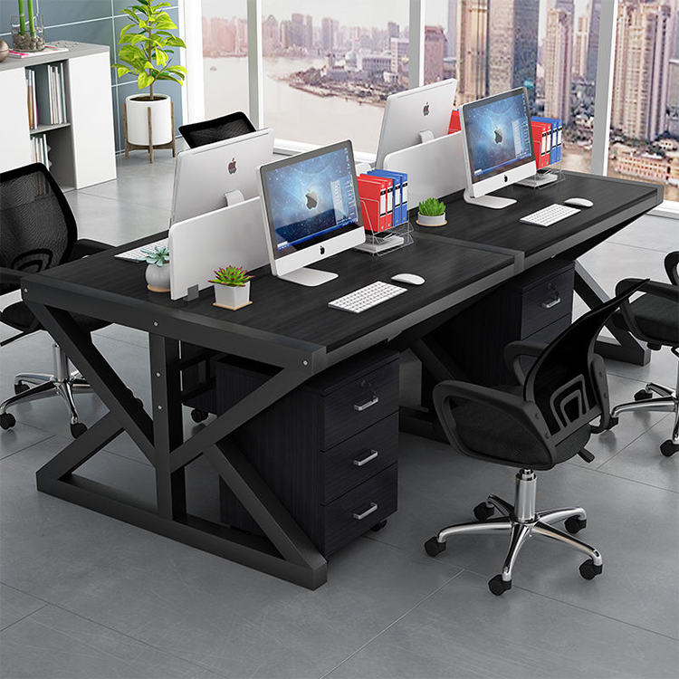 Simple Modern Finance Staff Desk and Chair Set, Black and White - Maoters