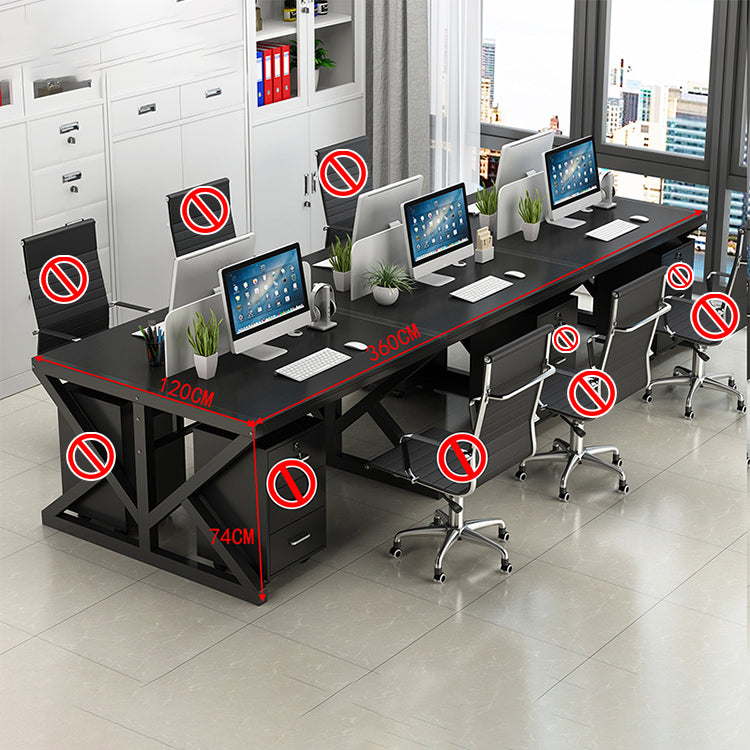 Simple Modern Finance Staff Desk and Chair Set, Black and White - Maoters