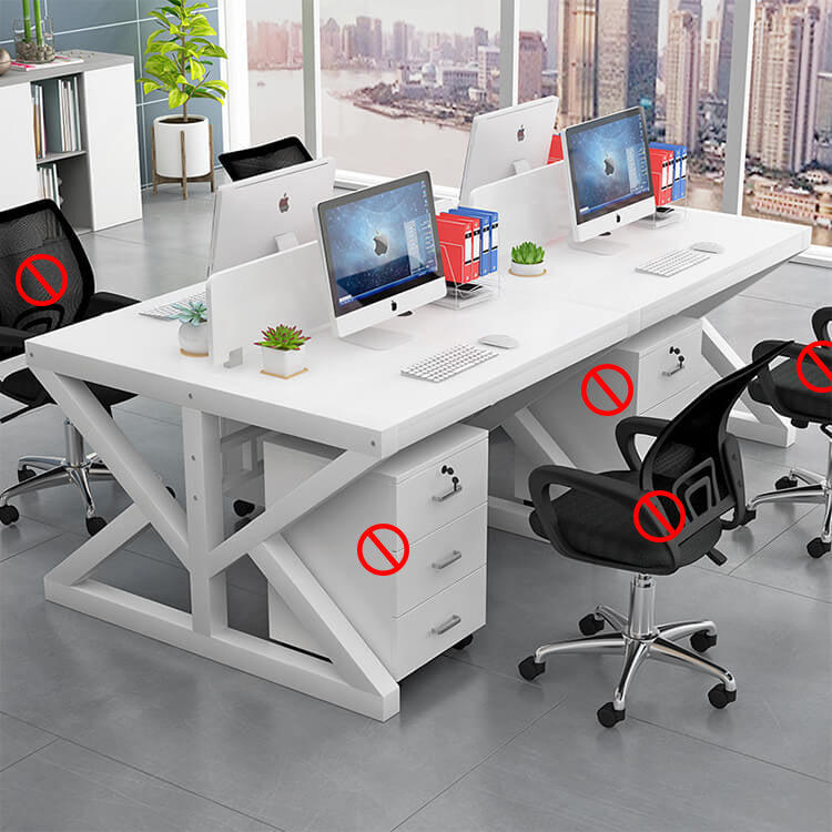 Simple Modern Finance Staff Desk and Chair Set, Black and White - Maoters