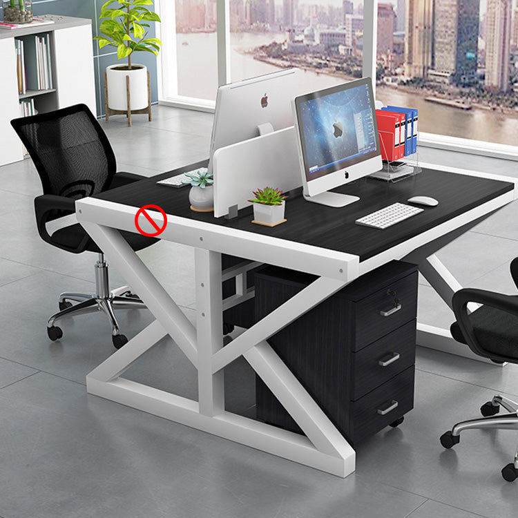 Simple Modern Finance Staff Desk and Chair Set, Black and White - Maoters