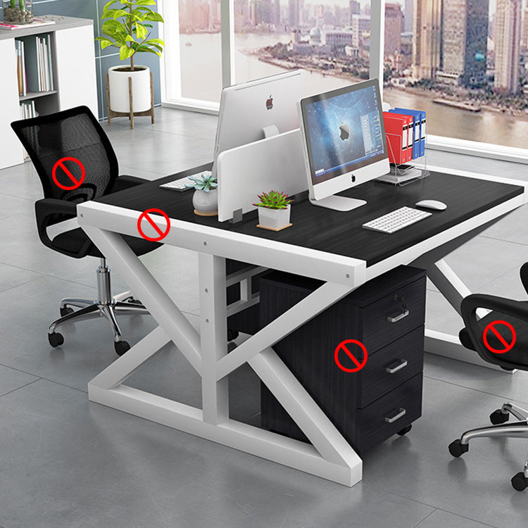 Simple Modern Finance Staff Desk and Chair Set, Black and White - Maoters