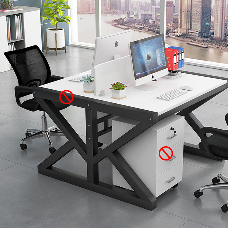 Simple Modern Finance Staff Desk and Chair Set, Black and White - Maoters