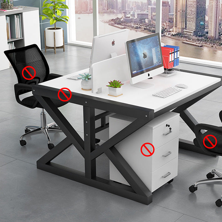 Simple Modern Finance Staff Desk and Chair Set, Black and White - Maoters