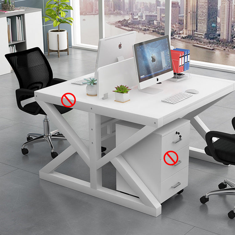 Simple Modern Finance Staff Desk and Chair Set, Black and White - Maoters