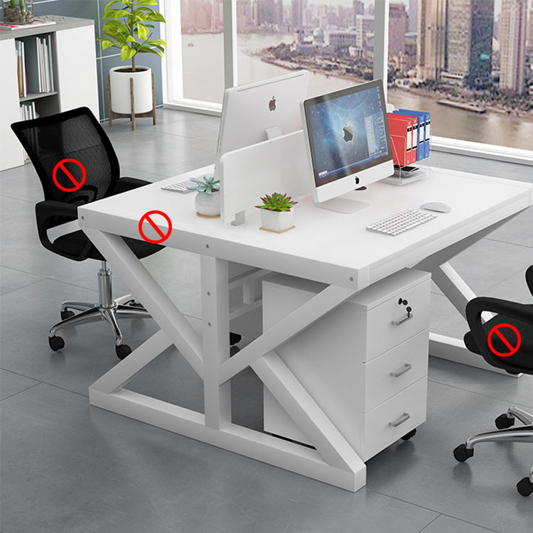 Simple Modern Finance Staff Desk and Chair Set, Black and White - Maoters