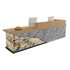 Faux Stone Vintage Cashier's Desk Tavern Reception Desk - Maoters