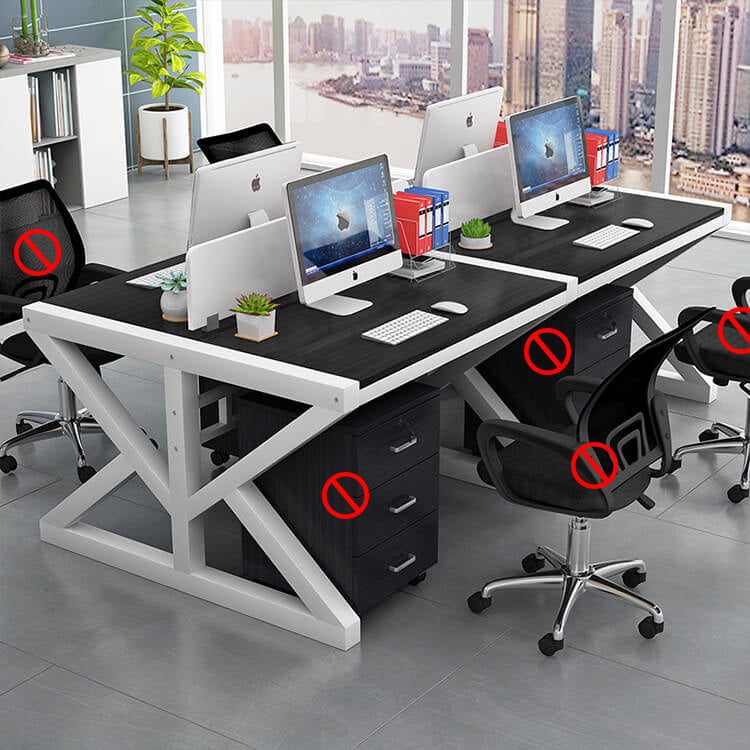 Simple Modern Finance Staff Desk and Chair Set, Black and White - Maoters