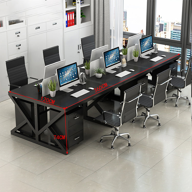 Simple Modern Finance Staff Desk and Chair Set, Black and White - Maoters