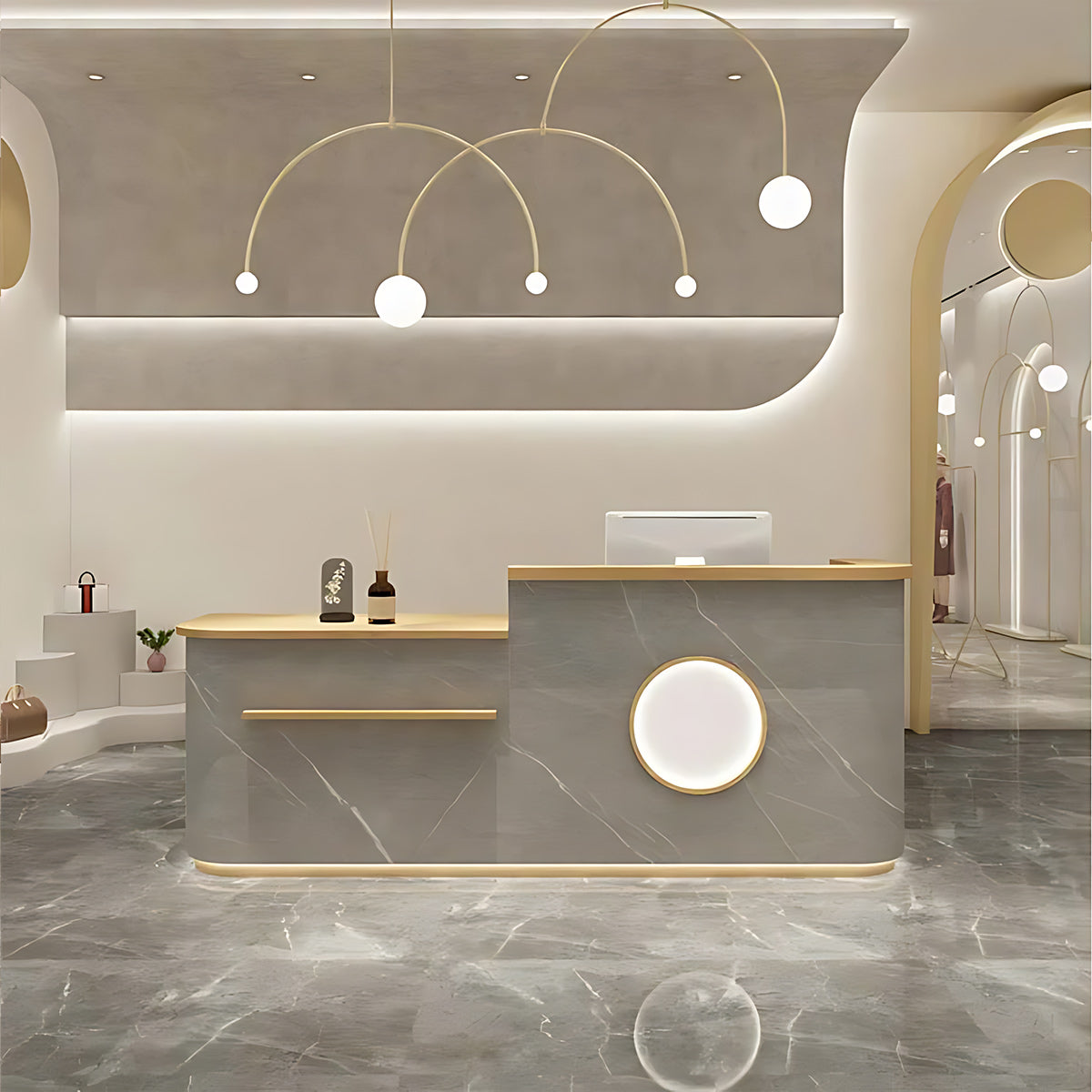 Curved Shop Checkout Reception Desk - Maoters