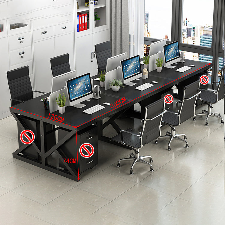 Simple Modern Finance Staff Desk and Chair Set, Black and White - Maoters