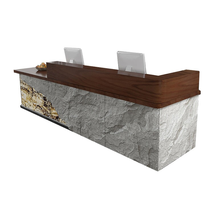 Faux Stone Vintage Cashier's Desk Tavern Reception Desk - Maoters