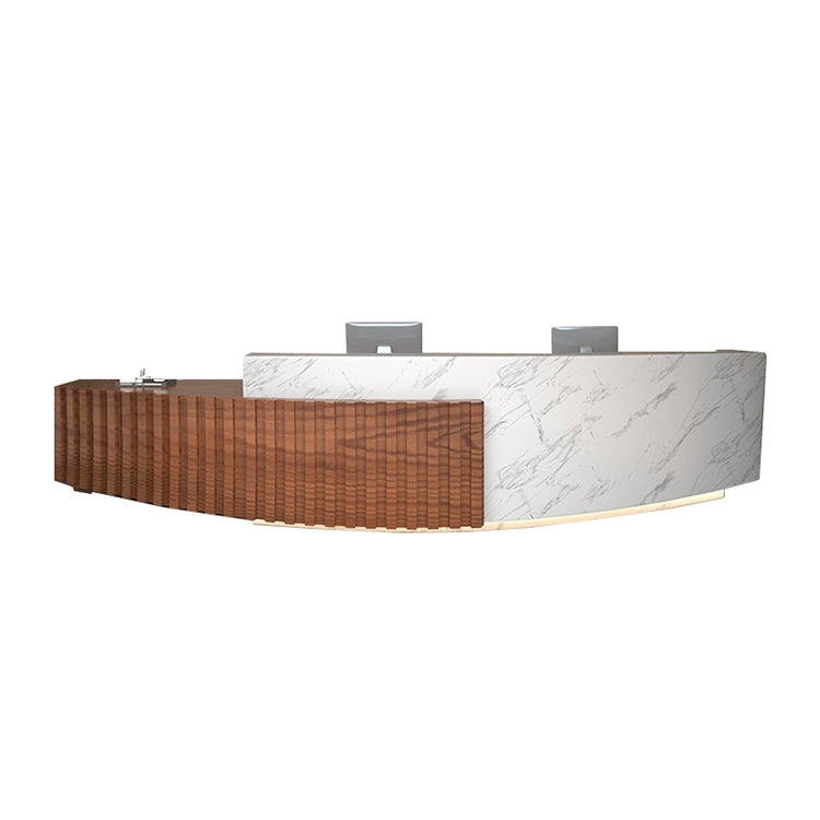 Company Reception Desk Imitation Marble Round Arc Bar - Maoters