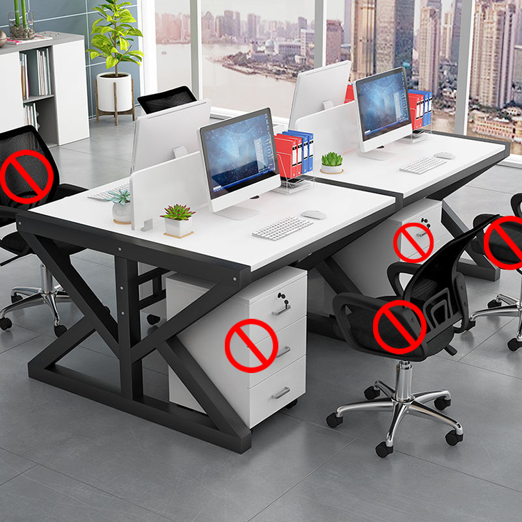 Simple Modern Finance Staff Desk and Chair Set, Black and White - Maoters