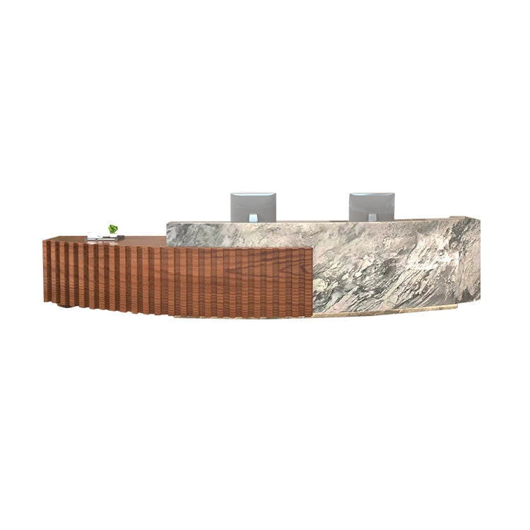 Company Reception Desk Imitation Marble Round Arc Bar - Maoters