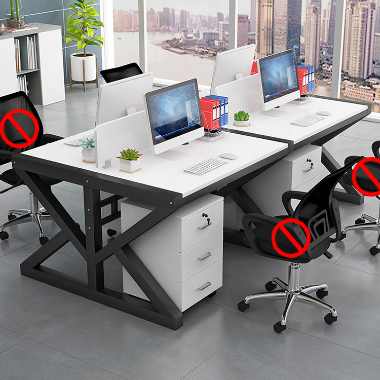 Simple Modern Finance Staff Desk and Chair Set, Black and White - Maoters