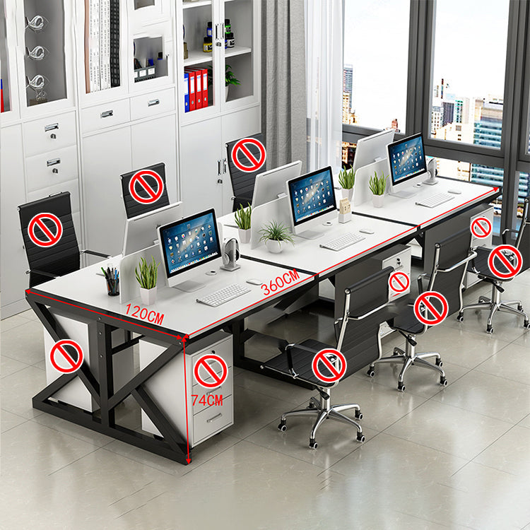 Simple Modern Finance Staff Desk and Chair Set, Black and White - Maoters