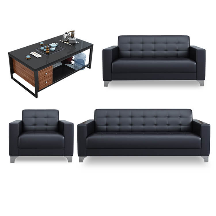 Business Office Sofa in Leather, Black - Maoters - Maoters