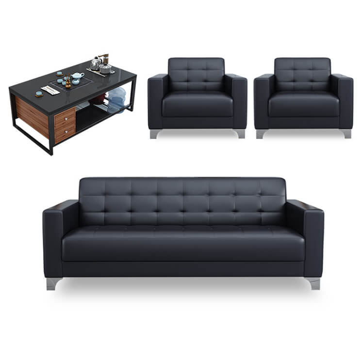 Business Office Sofa in Leather, Black - Maoters - Maoters