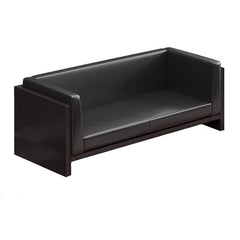 Compact Modern Guest Office Sofa - Genuine Leather, Black - Maoters