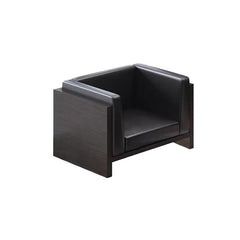 Compact Modern Guest Office Sofa - Genuine Leather, Black - Maoters