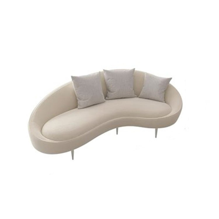 Curved Small Beige Reception Sofa - Perfect for Meetings - Maoters