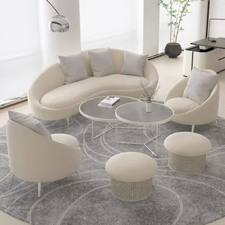 Curved Small Beige Reception Sofa - Perfect for Meetings - Maoters