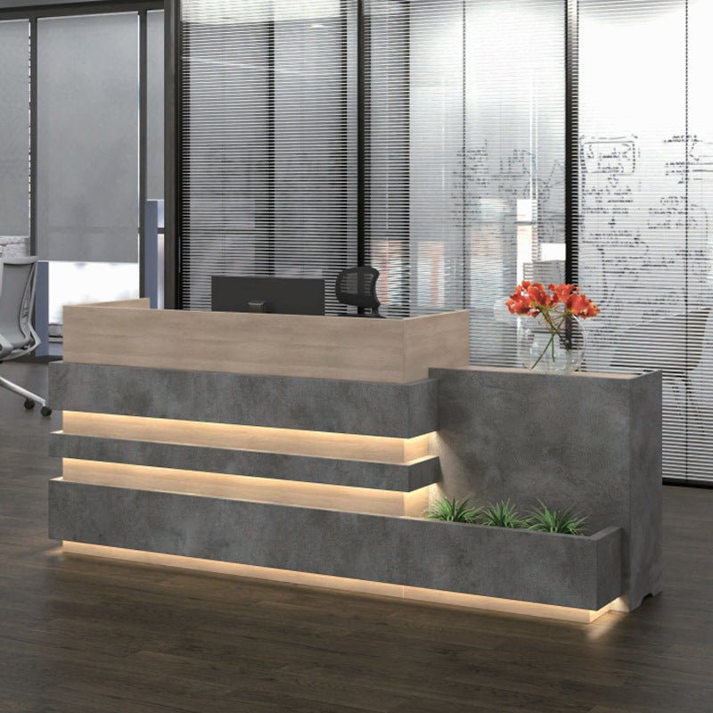 Industrial Style Office Front Desk with Lights - Maoters - Maoters