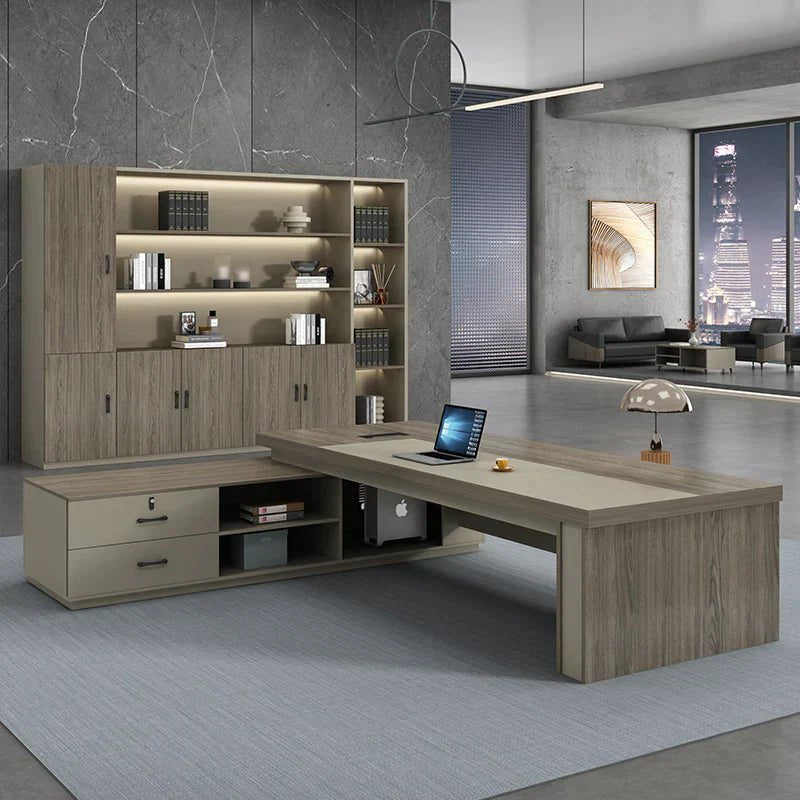 Large Boss Desk with Side Bookcase - Maoters