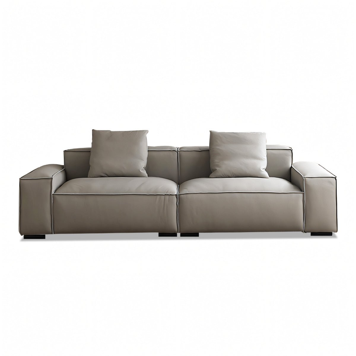 Leather Grey Sofa with Wide Armrests - Maoters - Maoters