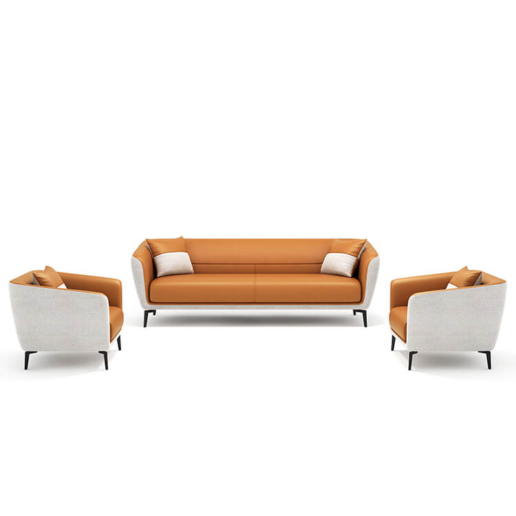 Luxury Leather Office Sofa - Compact Casual Orange - Maoters