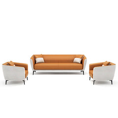 Luxury Leather Office Sofa - Compact Casual Orange - Maoters