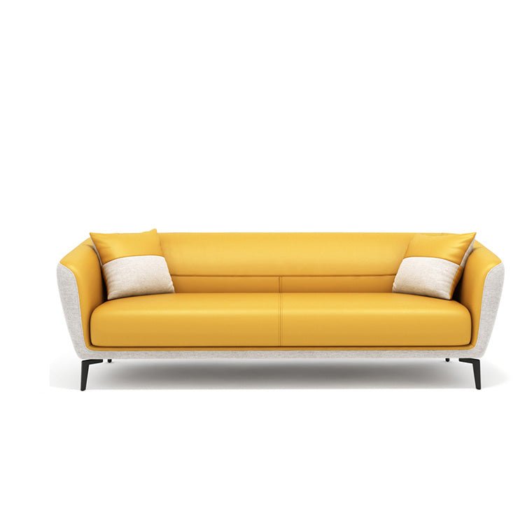 Luxury Leather Office Sofa - Compact Casual Orange - Maoters