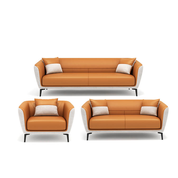 Luxury Leather Office Sofa - Compact Casual Orange - Maoters