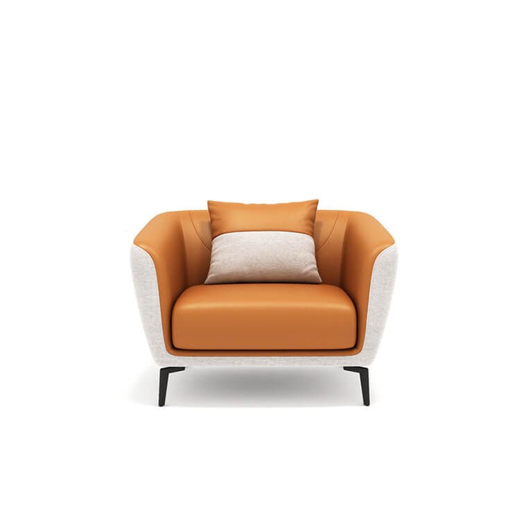 Luxury Leather Office Sofa - Compact Casual Orange - Maoters