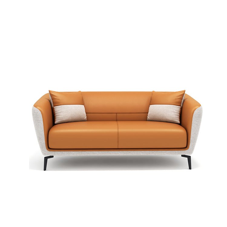 Luxury Leather Office Sofa - Compact Casual Orange - Maoters