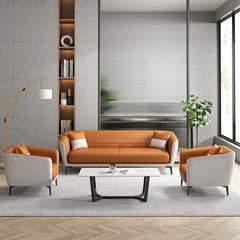 Luxury Leather Office Sofa - Compact Casual Orange - Maoters