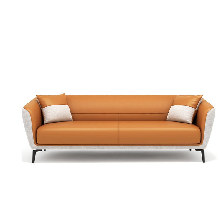 Luxury Leather Office Sofa - Compact Casual Orange - Maoters