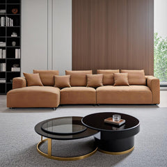 Minimalist Sectional Couch Brown Sofa - Maoters