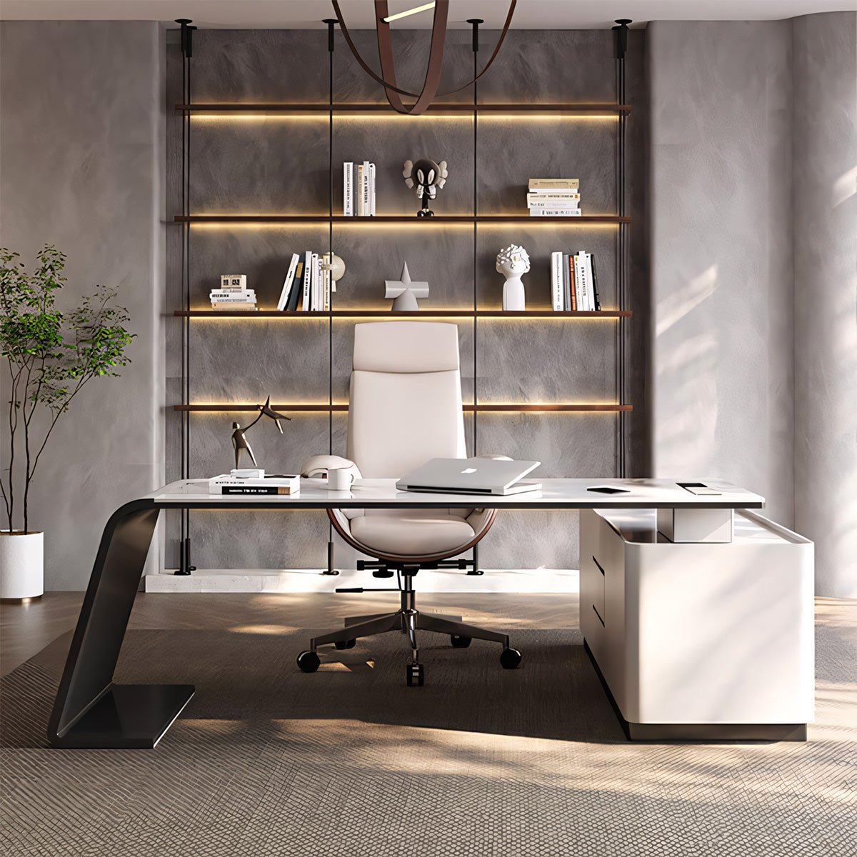 Modern Corner Executive Desk - Italian Rock Board - Maoters