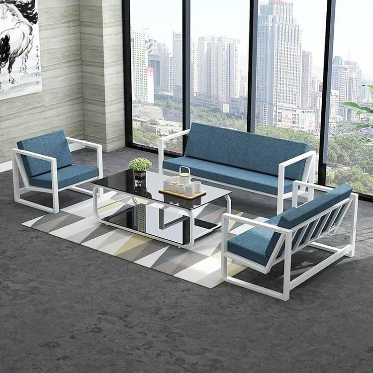 Modern Iron Office Sofa - White & Blue - Maoters