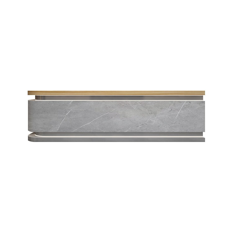 Modern Lacquered Reception Desk with Curved Corner - Maoters