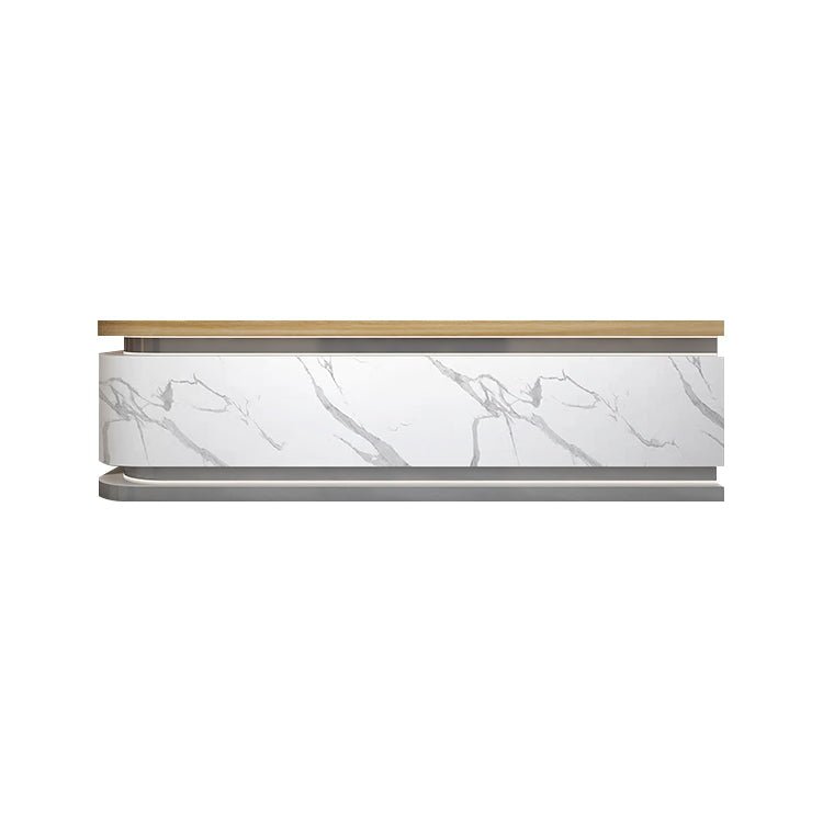 Modern Lacquered Reception Desk with Curved Corner - Maoters