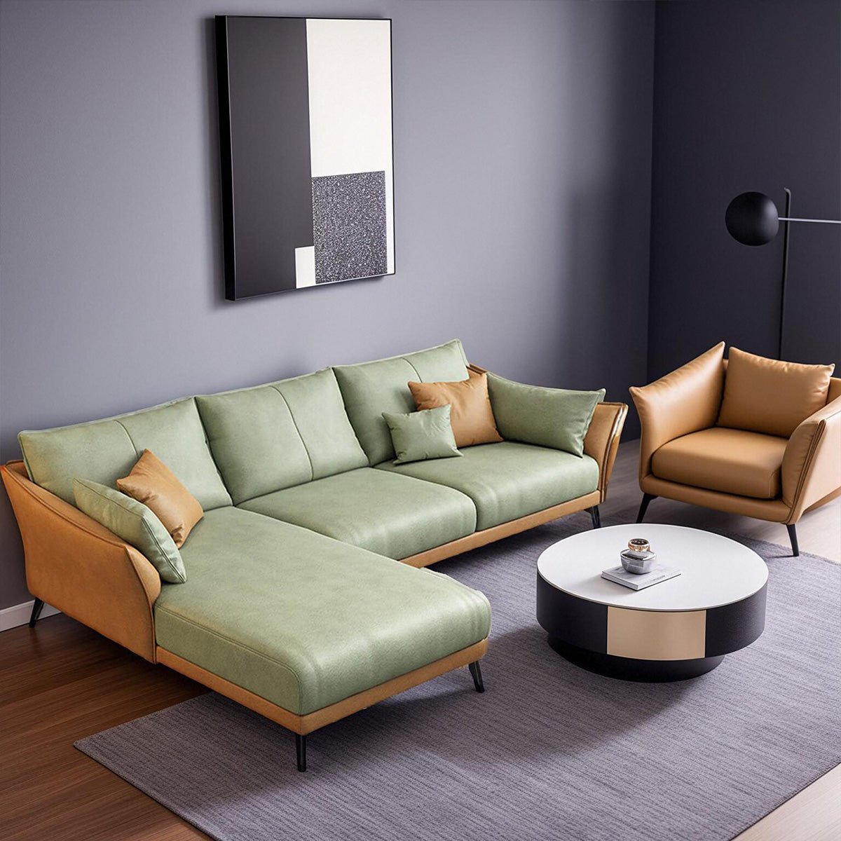 Modern Leather Sectional Modular Sofa with Chaise - Maoters