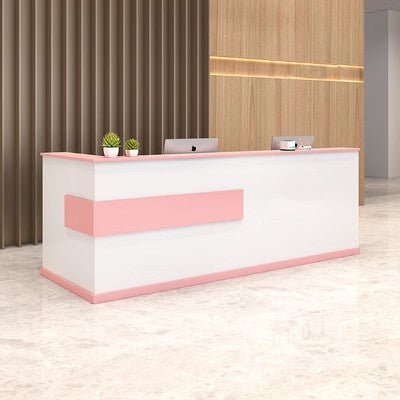 Modern Minimalist Reception Desk - White & Maple - Maoters