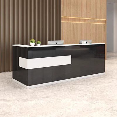 Modern Minimalist Reception Desk - White & Maple - Maoters