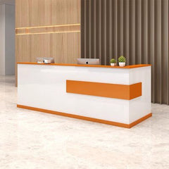 Modern Minimalist Reception Desk - White & Maple - Maoters